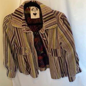 Nuvula Corduroy Cropped Stripe Jacket, Size S.